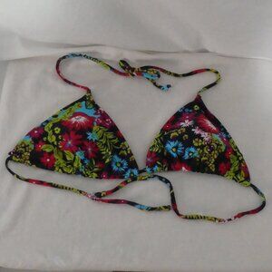 Source Unknown | medium | Colorful Floral Triangle Bikini Top | Padded